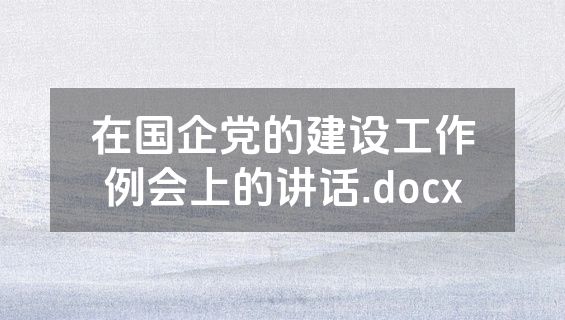 在国企党的建设工作例会上的讲话.docx