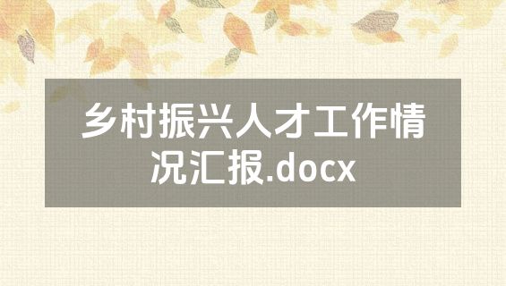 乡村振兴人才工作情况汇报.docx