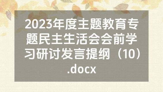 2023年度主题教育专题民主生活会会前学习研讨发言提纲（10）.docx