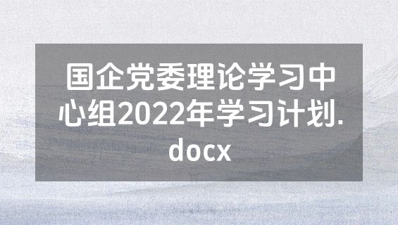 国企党委理论学习中心组2022年学习计划.docx