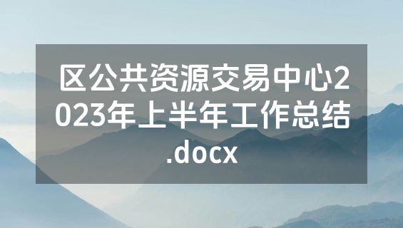 区公共资源交易中心2023年上半年工作总结.docx
