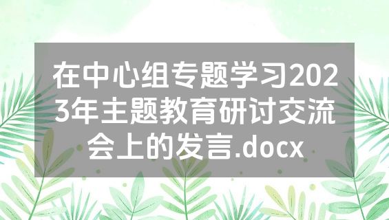 在中心组专题学习2023年主题教育研讨交流会上的发言.docx