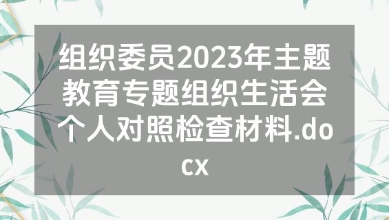 组织委员2023年主题教育专题组织生活会个人对照检查材料.docx