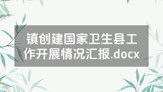 镇创建国家卫生县工作开展情况汇报.docx