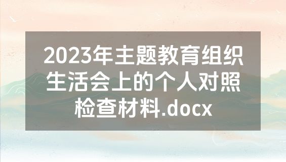 2023年主题教育组织生活会上的个人对照检查材料.docx