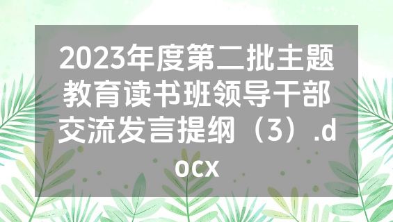 2023年度第二批主题教育读书班领导干部交流发言提纲（3）.docx