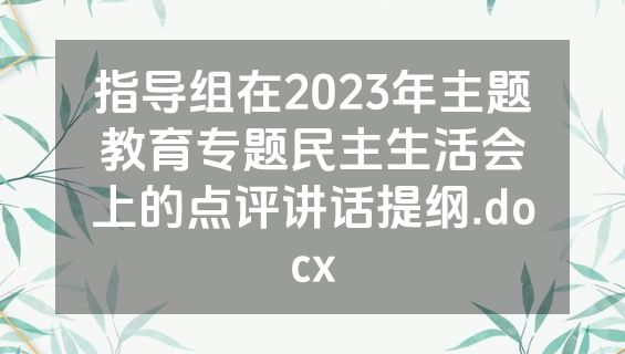 指导组在2023年主题教育专题民主生活会上的点评讲话提纲.docx