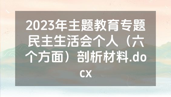 2023年主题教育专题民主生活会个人（六个方面）剖析材料.docx