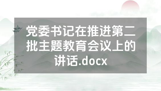 党委书记在推进第二批主题教育会议上的讲话.docx