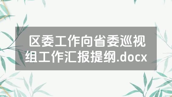 区委工作向省委巡视组工作汇报提纲.docx