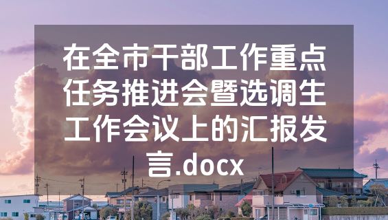 在全市干部工作重点任务推进会暨选调生工作会议上的汇报发言.docx