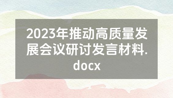 2023年推动高质量发展会议研讨发言材料.docx
