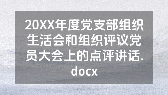 20XX年度党支部组织生活会和组织评议党员大会上的点评讲话.docx