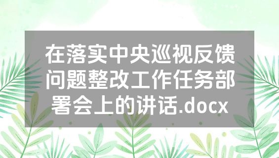 在落实中央巡视反馈问题整改工作任务部署会上的讲话.docx