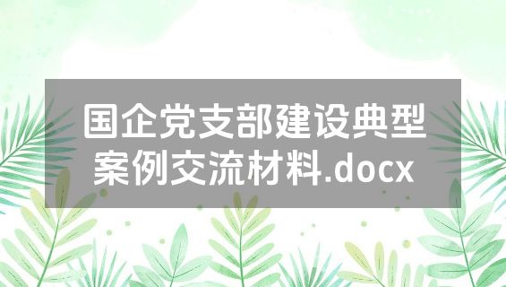 国企党支部建设典型案例交流材料.docx