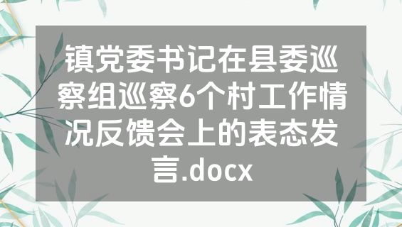 镇党委书记在县委巡察组巡察6个村工作情况反馈会上的表态发言.docx