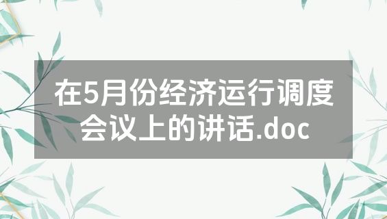 在5月份经济运行调度会议上的讲话.doc