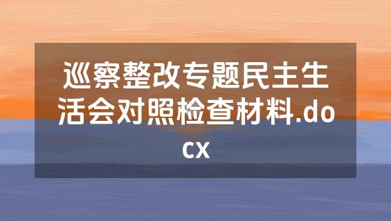 巡察整改专题民主生活会对照检查材料.docx