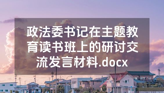 政法委书记在主题教育读书班上的研讨交流发言材料.docx