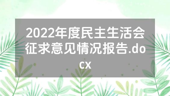 2022年度民主生活会征求意见情况报告.docx
