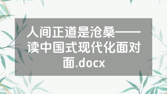 人间正道是沧桑——读中国式现代化面对面.docx