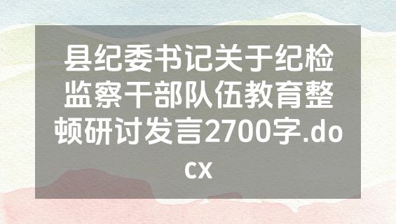 县纪委书记关于纪检监察干部队伍教育整顿研讨发言2700字.docx
