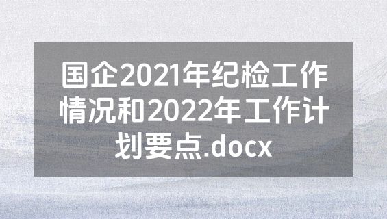 国企2021年纪检工作情况和2022年工作计划要点.docx
