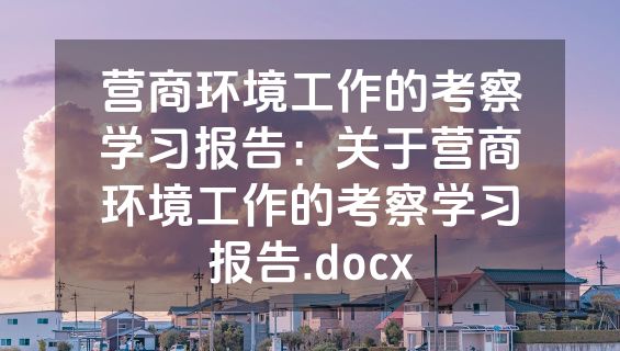 营商环境工作的考察学习报告：关于营商环境工作的考察学习报告.docx