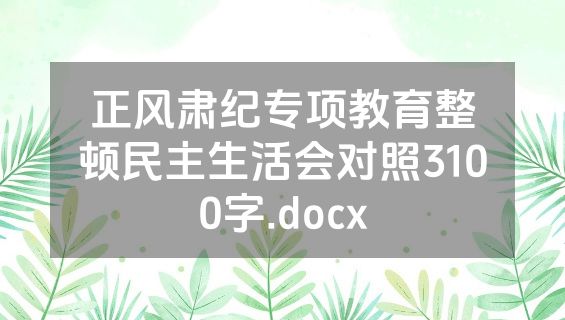 正风肃纪专项教育整顿民主生活会对照3100字.docx