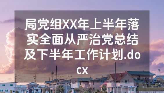 局党组XX年上半年落实全面从严治党总结及下半年工作计划.docx