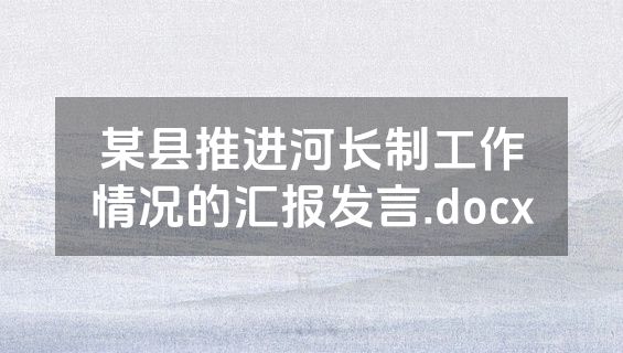 某县推进河长制工作情况的汇报发言.docx