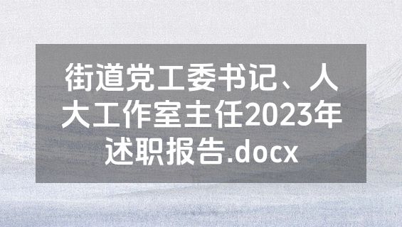 街道党工委书记、人大工作室主任2023年述职报告.docx