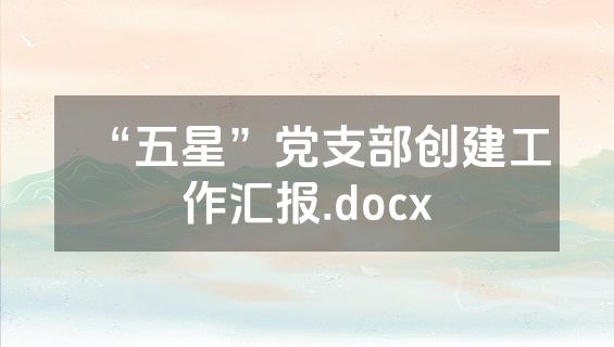 “五星”党支部创建工作汇报.docx