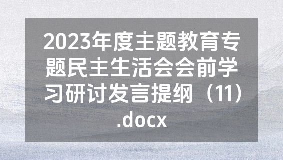 2023年度主题教育专题民主生活会会前学习研讨发言提纲（11）.docx