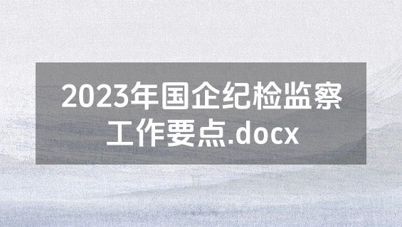2023年国企纪检监察工作要点.docx