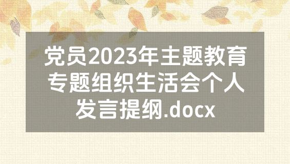 党员2023年主题教育专题组织生活会个人发言提纲.docx