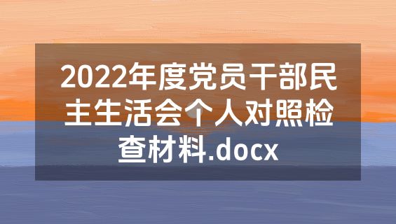 2022年度党员干部民主生活会个人对照检查材料.docx