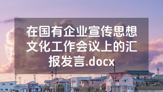 在国有企业宣传思想文化工作会议上的汇报发言.docx