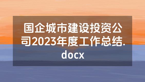 国企城市建设投资公司2023年度工作总结.docx