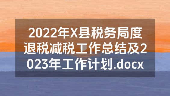 2022年X县税务局度退税减税工作总结及2023年工作计划.docx