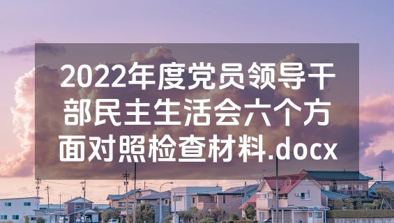 2022年度党员领导干部民主生活会六个方面对照检查材料.docx