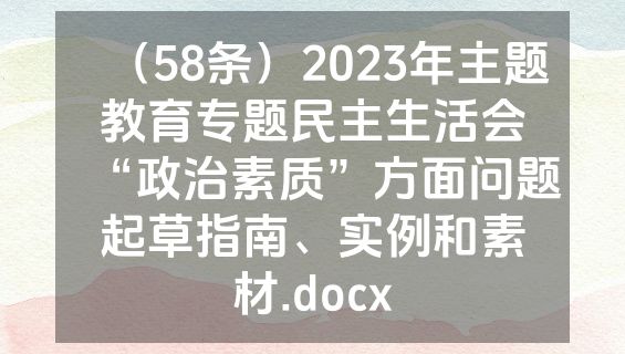 （58条）2023年主题教育专题民主生活会“政治素质”方面问题起草指南、实例和素材.docx