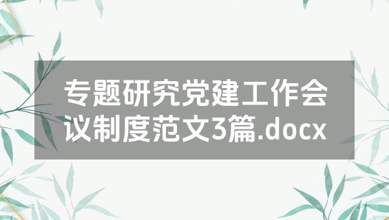 专题研究党建工作会议制度范文3篇.docx