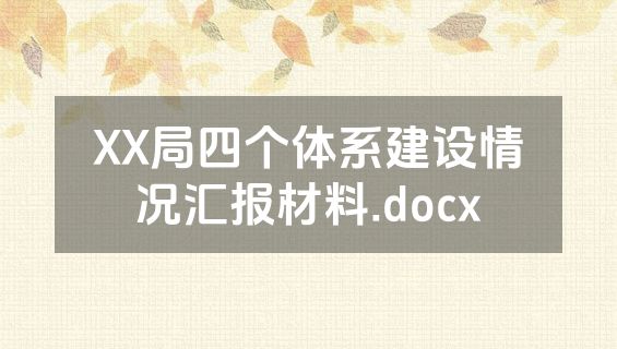 XX局四个体系建设情况汇报材料.docx