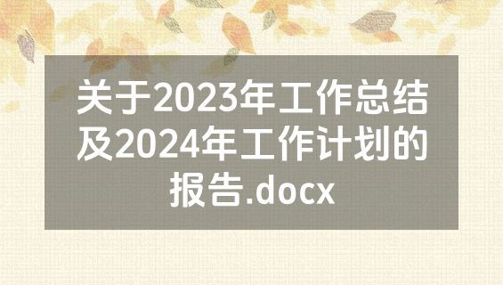关于2023年工作总结及2024年工作计划的报告.docx