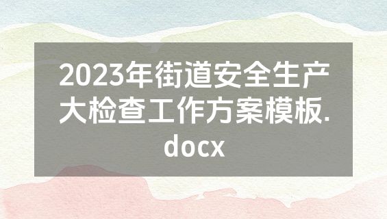 2023年街道安全生产大检查工作方案模板.docx