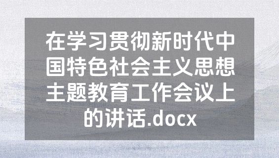 在学习贯彻新时代中国特色社会主义思想主题教育工作会议上的讲话.docx