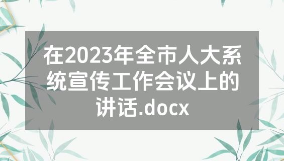 在2023年全市人大系统宣传工作会议上的讲话.docx