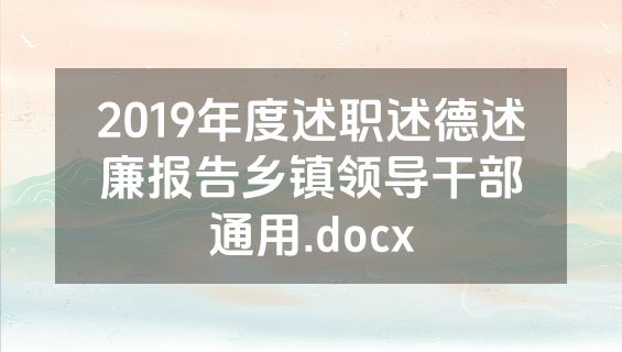 2019年度述职述德述廉报告乡镇领导干部通用.docx