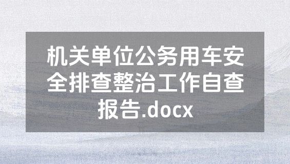 机关单位公务用车安全排查整治工作自查报告.docx